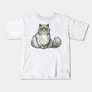 Cat - British Longhair - Gray Kids T-Shirt